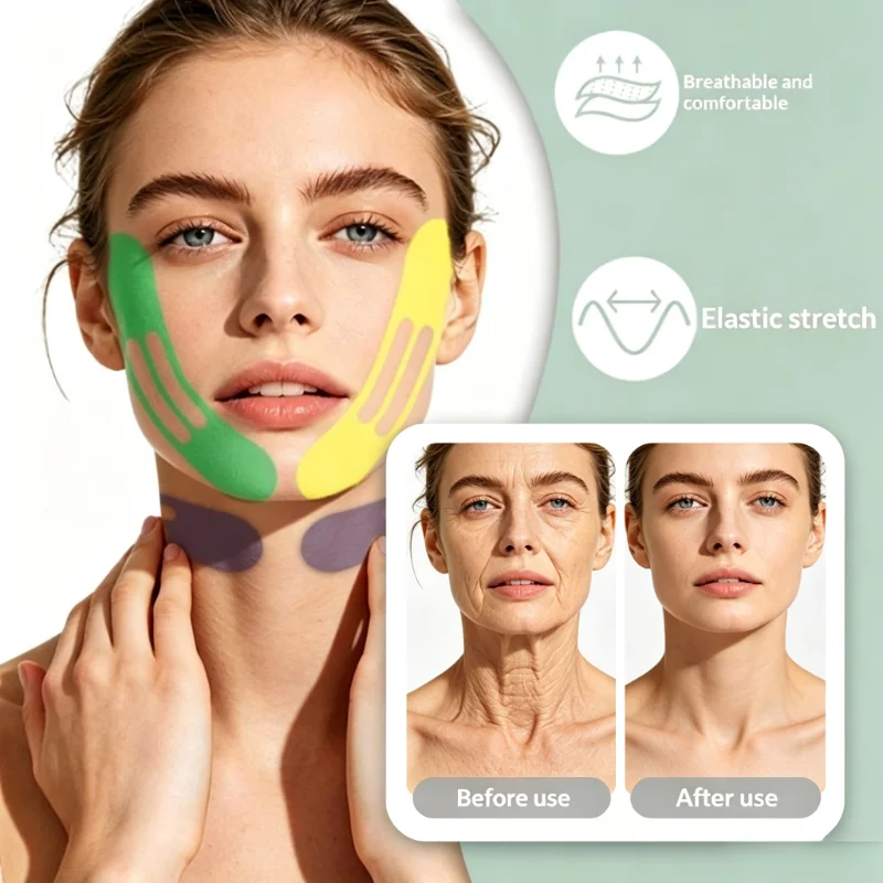3/10Pcs Neck Lifting Sticker Invisible Skin Friendly PU Film Waterproof Breathable Neck Stripe Patch