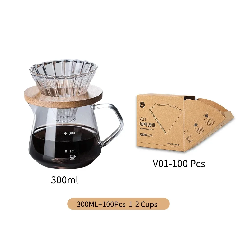 punana Kaffeemaschinen-Set zum Übergießen, Glaskaraffe, Kaffee mit Glas-Kaffeefilter, Tropfkaffeemaschinen-Set für Zuhause oder Büro, 600 ml, 300 ml 7
