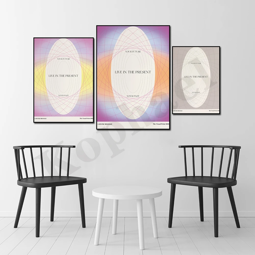 Abstract Rich Pastel Color Live In The Moment Gradient Spiritual Self-Improvement law Of Attraction Fashion Wall Art Poster