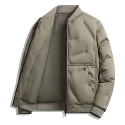 Chaqueta de plumón con cuello levantado para hombre, abrigo cálido de lana de Color sólido, informal, a prueba de viento, a la moda, novedad de invierno, 2023