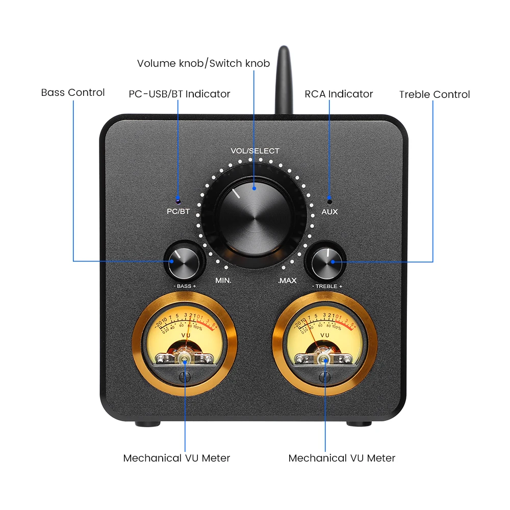 AIYIMA بلوتوث مكبر كهربائي TPA3255 HiFi 300Wx2 VU متر مكبر للصوت ستيريو مكبر للصوت دعم USB APTX-HD للصوت المنزلي