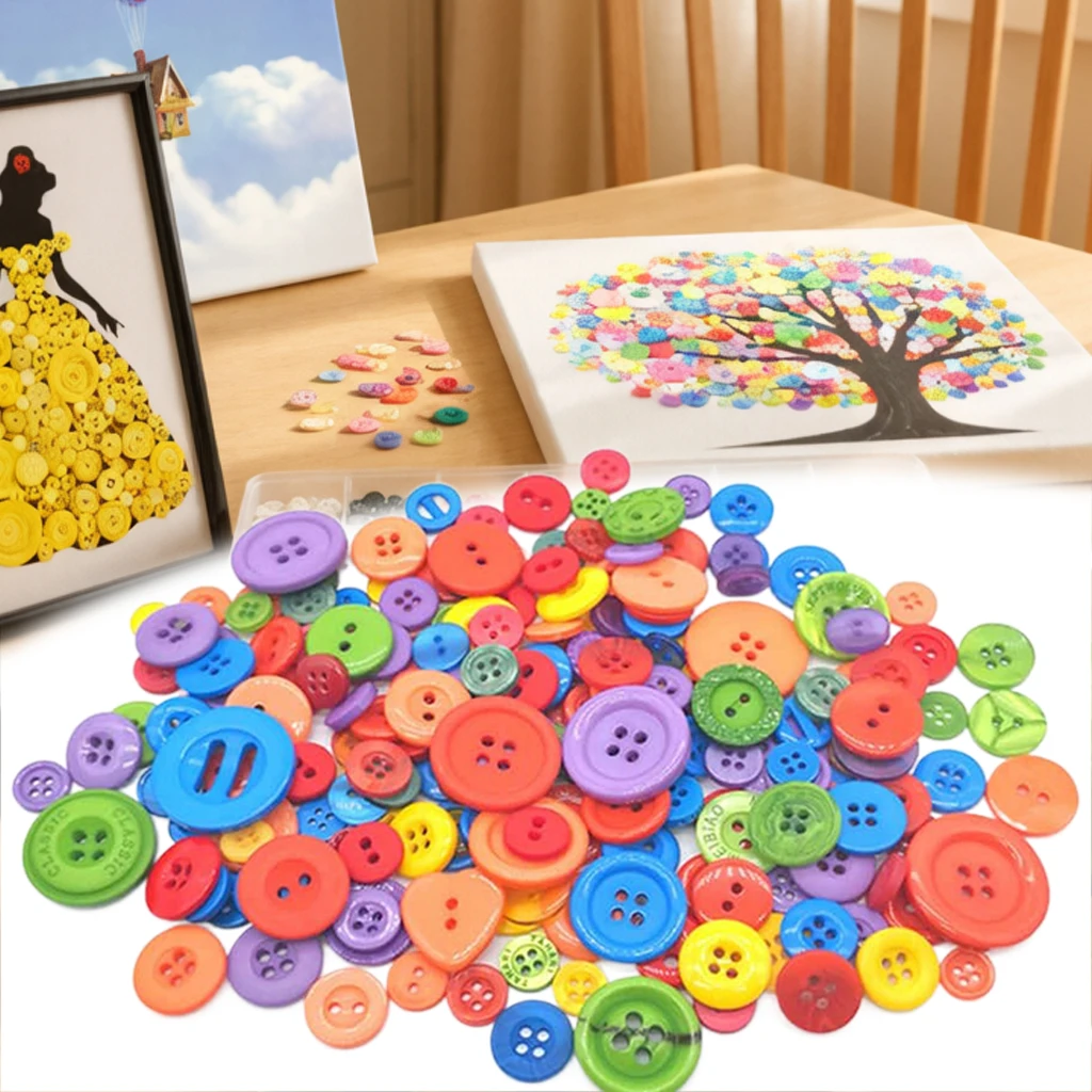 Colorful Resin Buttons Round 2/4 Holes – Assorted Rainbow Craft Buttons for Sewing, Scrapbooking & DIY Clothing Decoration TMZ