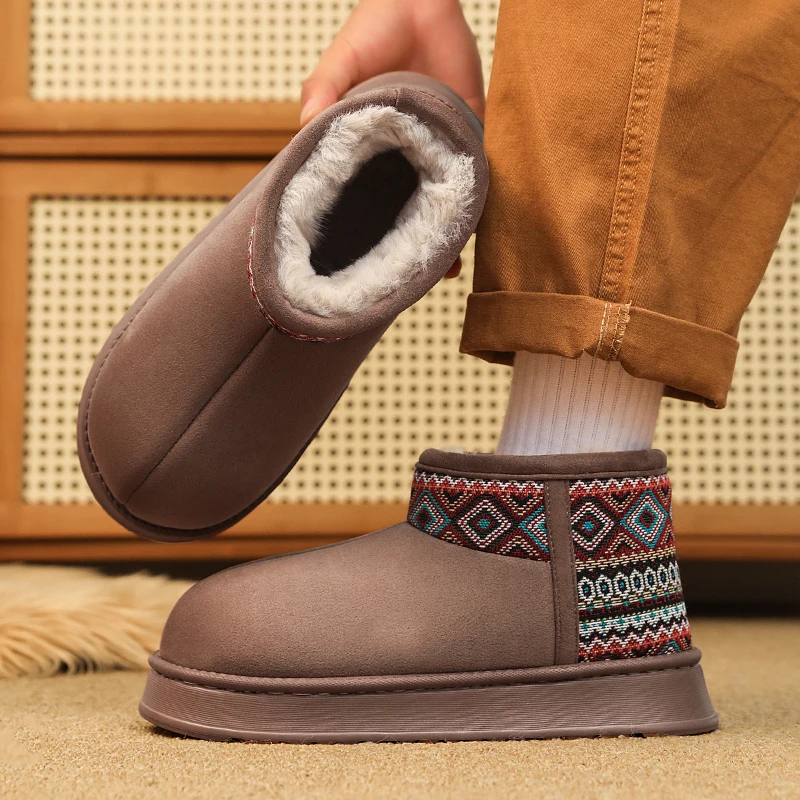 2025 منصة رقيق النعال السيدات المنزل أنيقة أحذية غير رسمية كبيرة الحجم النساء/الرجال منزل الشقق موضة أحذية الشتاء القطيفة #5