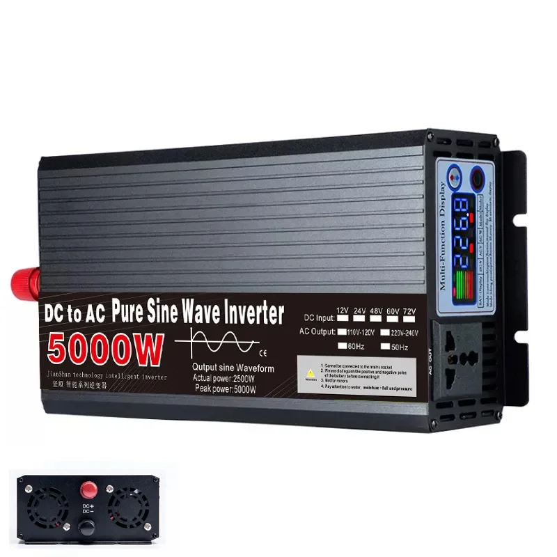for high power pure sine wave inverter with color screen display for vehicle use converting 12V and 24V DC to 220V AC output