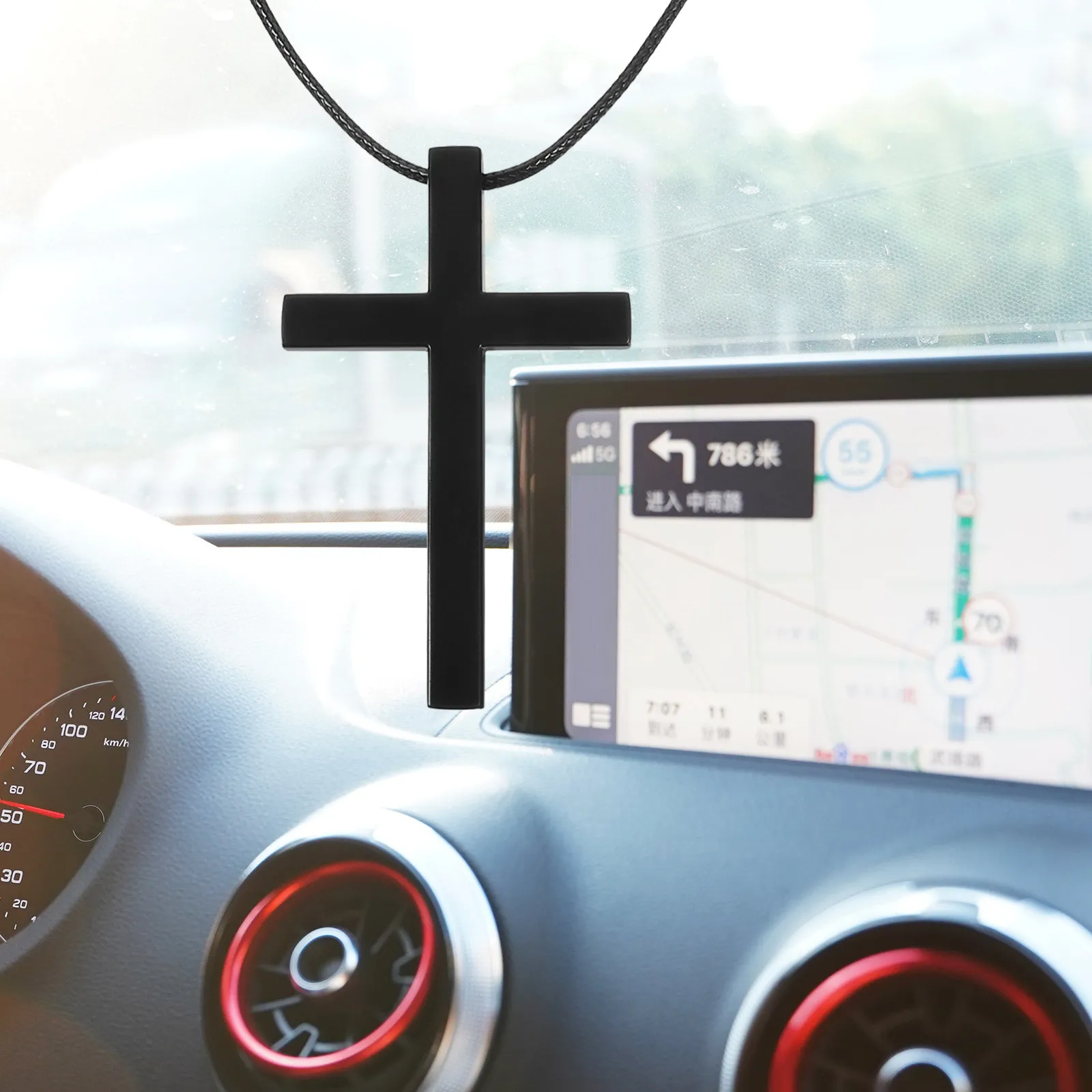 Rear View Mirror Pendant Cross Shape Car Hanging Decoration Sturdy Alloy Material Enhanced Aesthetic Appeal Car Interior