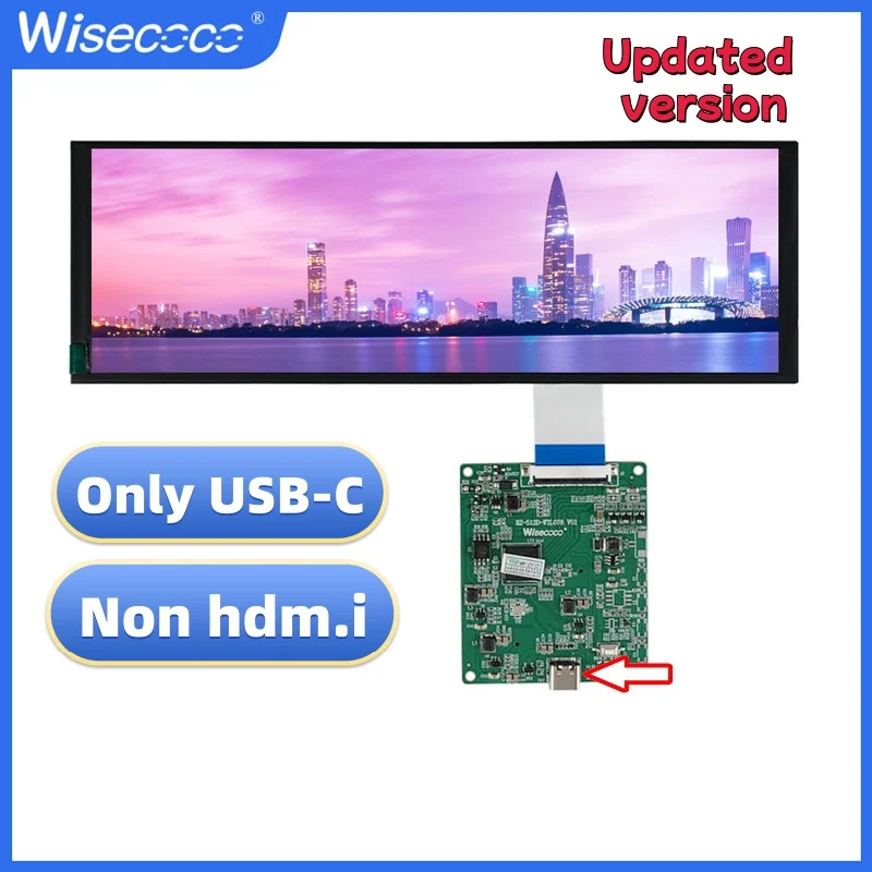 

7.84 Inch 1280x400 Stretch Bar LCD TFT PC Secondary Display IPS Aida64 Mini Monitoring Long Strip USB-C Screen 60hz Wisecoco