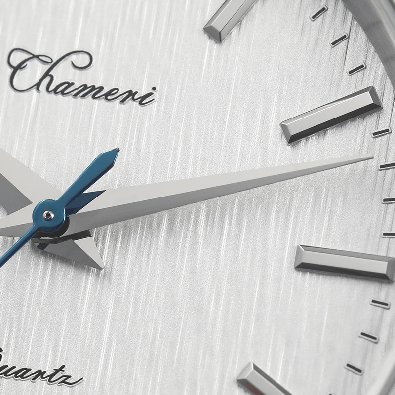 Chameri GS02 Quartz Watch VH31 Sweep Seconds Movement Stainless Steel Sapphire Crystal Business Watch 37mm Vintage Watch