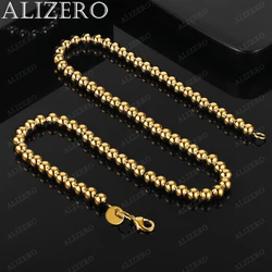 ALIZERO 18K Gold Smooth 6mm Beads Necklaces 18 Inches Women Man Fine Jewelry Wholesale Personality Trend Bead Chain Necklace