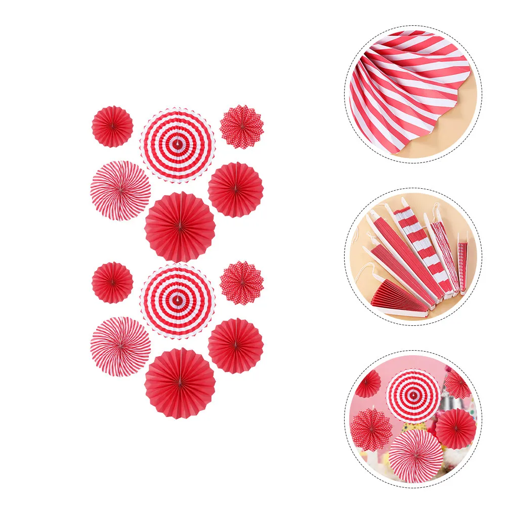 

2Sets Background Wall Decoration Festive Paper Fans Party Hanging Decor for Birthday Wedding Baby Shower Celebration Sturdy Wood