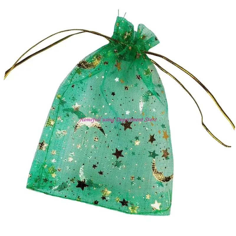 Nylon Storage Pouches Featuring Decorative Star Motifs Quick Access Drawcord Closure Designs Storage Pouches