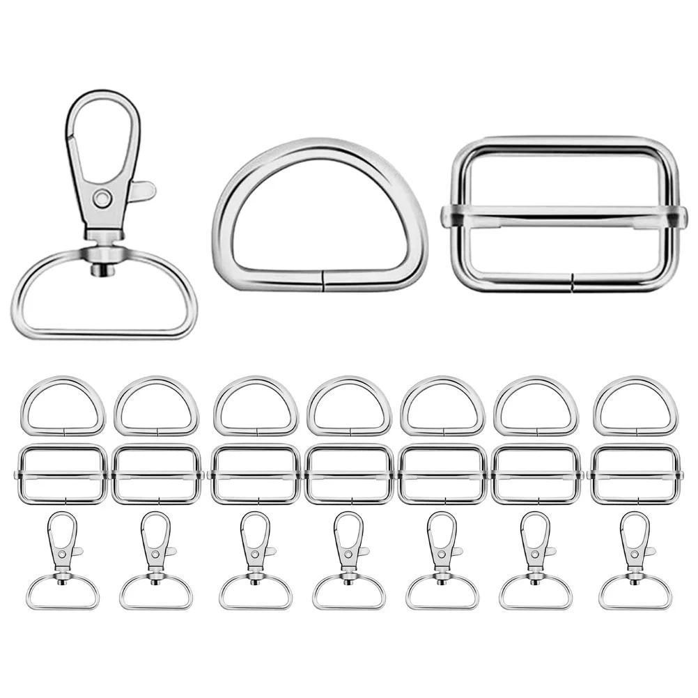 

24Pcs Metal Keychain Clips - D Ring Snap Hooks Swivel Clasp Buckle Adjustable Rectangular Buckle for Bag Purse Lanyard Pet
