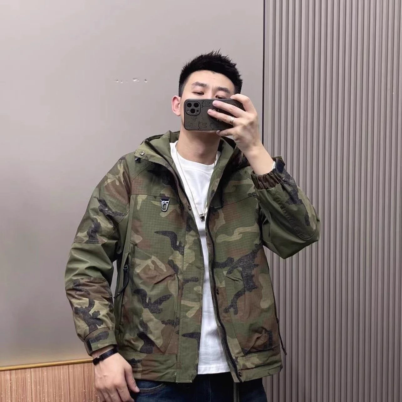 

Мужское камуфляжное пальто с капюшоном на открытом воздухе, весенне-осеннее новое модное пальто свободного кроя с большими kets Youth 2) Sle