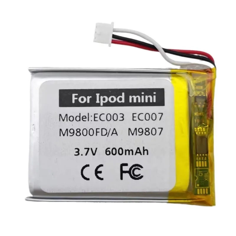 แบตเตอรี่ใหม่ 3.7V 600mAh รุ่น EC003 EC007 สำหรับ iPod Mini M9806 M9804 M9801 M9802 W065 M9807 A1051 M9805 4GB MP3/4 รุ่นที่ 1 และ 2