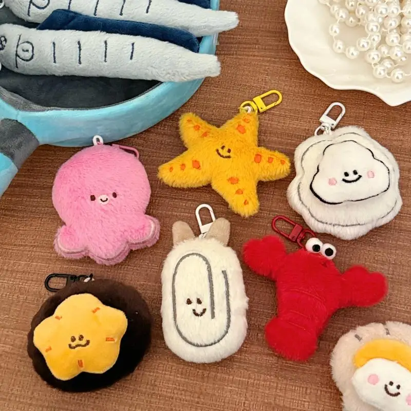 New! Cute Creative Marine Animal Plush Keychain Cartoon Fun Octopus Starfish Pendant Backpack Decoration Pendant Plush Doll Gift