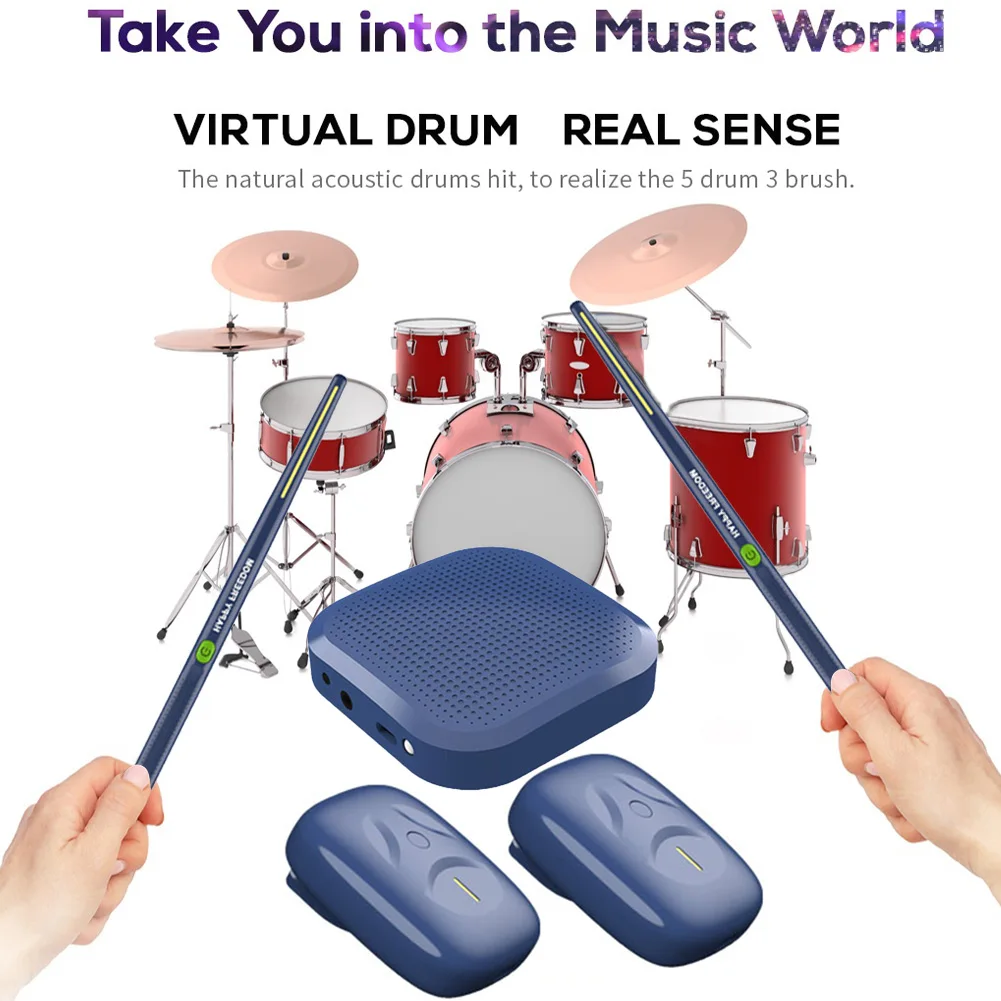Electronic Virtual Air Drum Drumsticks Pedals Professional Smart Electronic Drum Set for Beginners Children Adults Air Drum