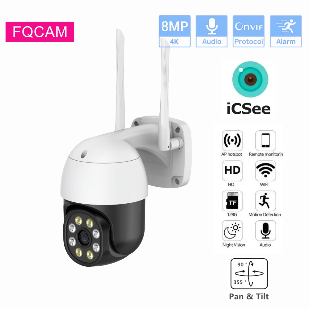 

2inch MINI WIFI ICSEE Wifi Camera 4K Outdoor Home Security Waterproof Wireless Two Way Audio CCTV Camera Motion Detection