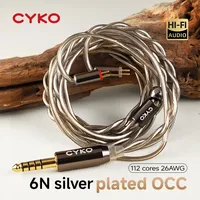 CYKO HiFi Earphone Cable 6N OCC Silver Plated Copper 4.4/3.5mm MMCX 0.78 2Pin Replace Upgrade Balanced IEM Cable Headphone Wired