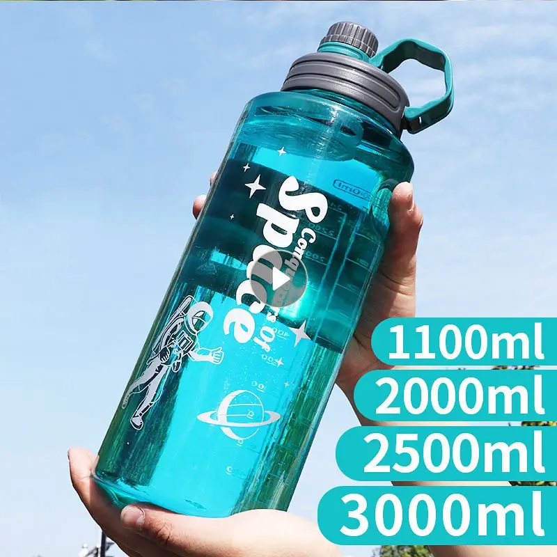 Water Bottle Portable Sports Summer New Outdoor Food Grade Plastic 1100/1500/2000/3000ml For Sports Fitness Climbing Drinkware