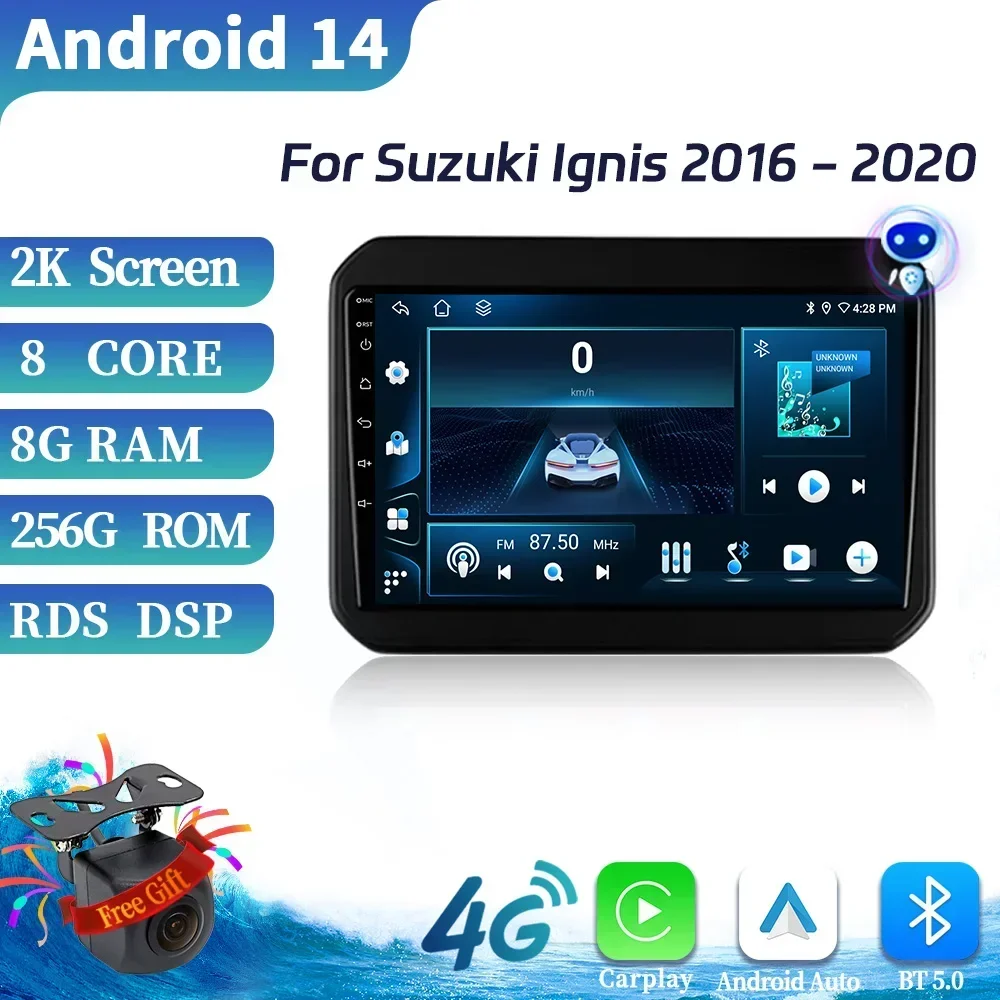 

Автомобильный радиоприемник, мультимедийное видео GPS для Suzuki Ignis 2016-2020, Android 14, навигация, беспроводной Bluetooth, CarPlay, сенсорный экран, стерео