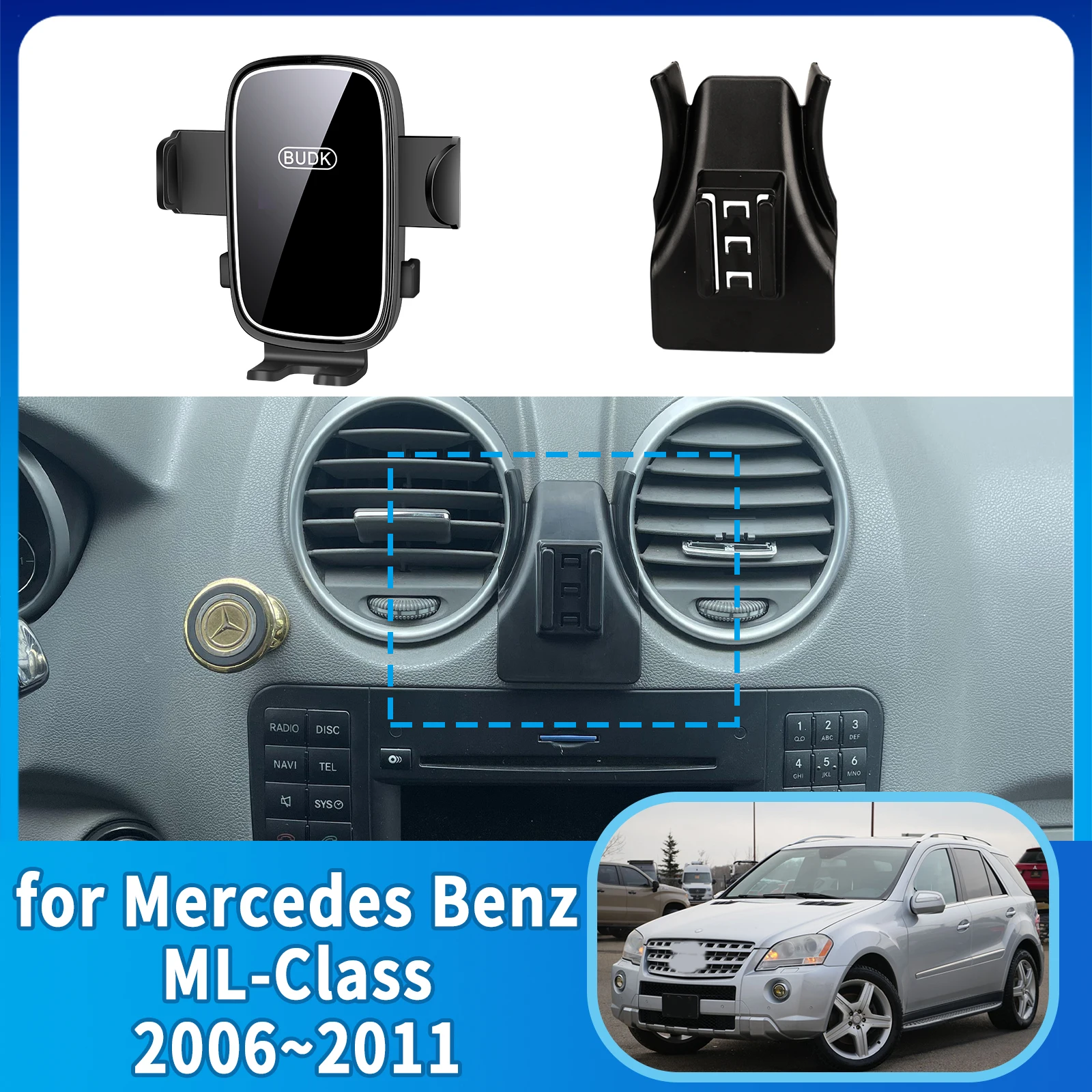 

for Mercedes Benz ML M W164 ML350 2006~2011 AMG 360 Navigation Stand Auto Accessories Car Mobile Phone Holder GPS Bracket