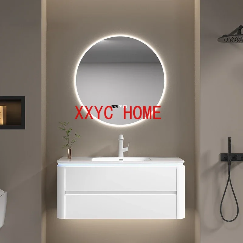 Nordic White Ceramics Washbasin Simple Smart Mirror Cabinet Bathroom Vanity  Sink Bathroom Furniture