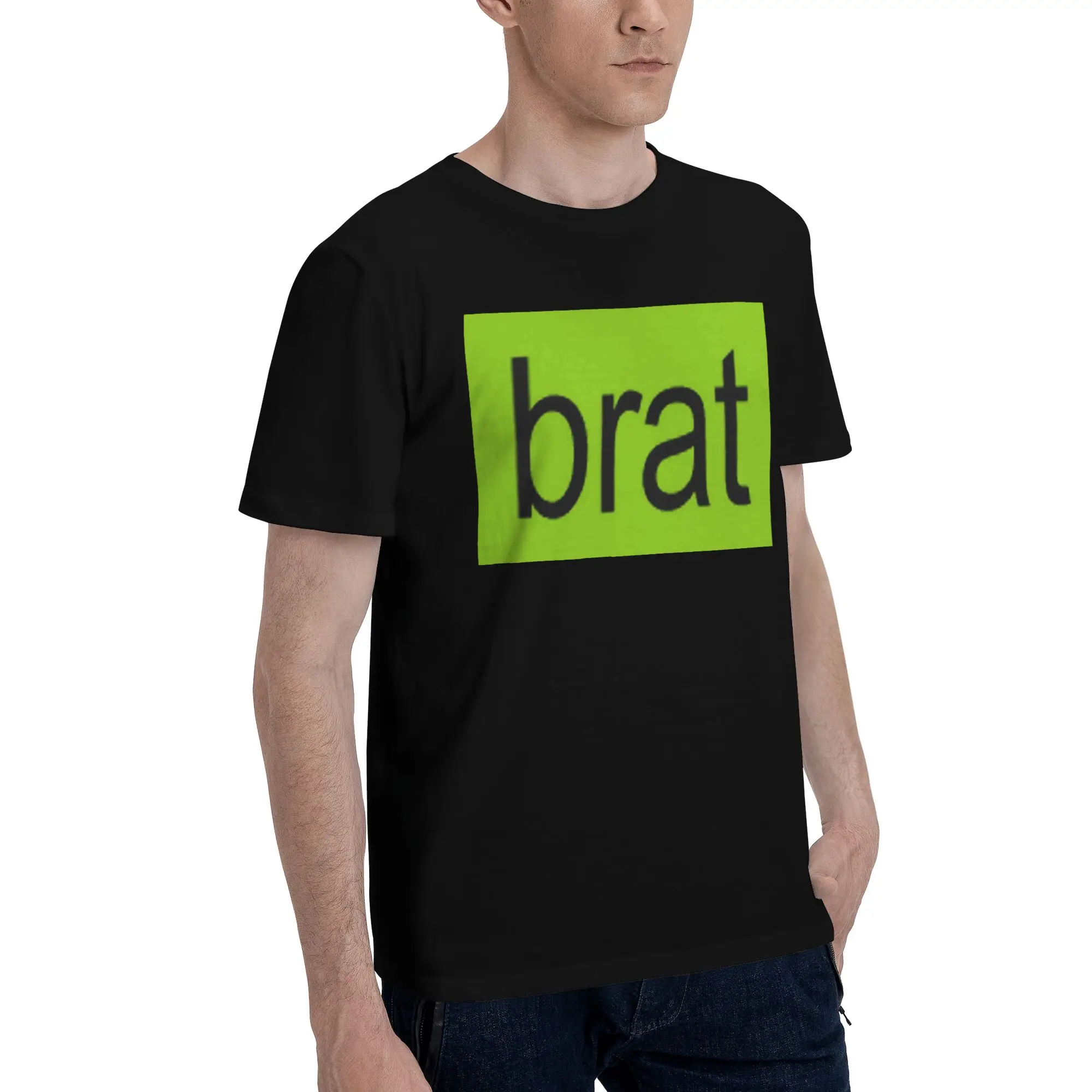 

brat charli xcx Men T-Shirt Oversized T Shirts Men's Crew Neck Cotton Tees Short Summer Male