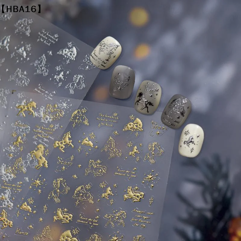 ómHBA16 ParqueGlitter Pony nagelstickers DIY nagelstickers Jaar van het paard Nagelapplicaties Art Sticker Nageldecoratie Accessoires