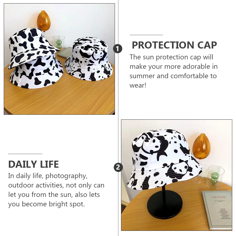 

Hat Sun Visor Bucket Fuzzy Hats for Woman Beach Keep Warm Straw White Cotton Pattern Ladies