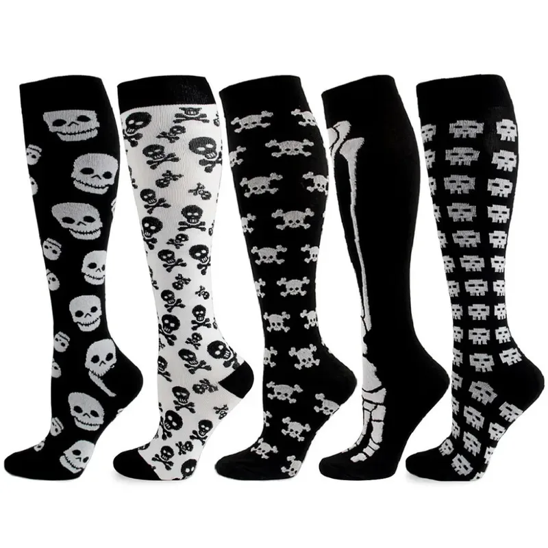 

Compression Socks Varicocele Socks Halloween Skull Bone Bat Tooth Men's Sports Stockings Cycling Running Nurse Women socks Gift