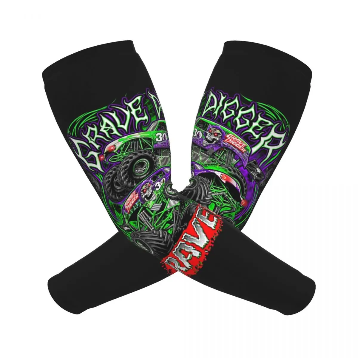 Monster Jam Grave Digger Monster Truck أكمام أذرع تبريد للرجال والنساء للحماية من أشعة الشمس فوق البنفسجية وتغطية الوشم الرياضية والتبريد وركوب الدراجات