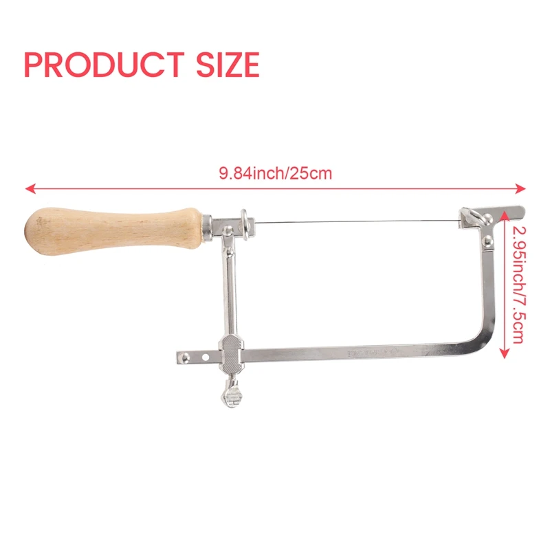 ABMO Coping Saw โครงเหล็กและเลื่อยลวดเส้นผ่านศูนย์กลาง 1 มม. 12 ชิ้น การตัดที่แม่นยําสําหรับไม้ โลหะ พลาสติก ฯลฯ