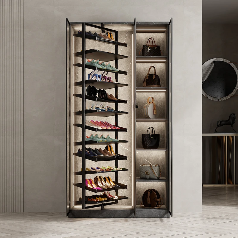 Modern Simple Home Door Door Shoe Cabinet Rotating 360-Degree Pull Shoe Rack Foyer Doorway Large Capacity Storage