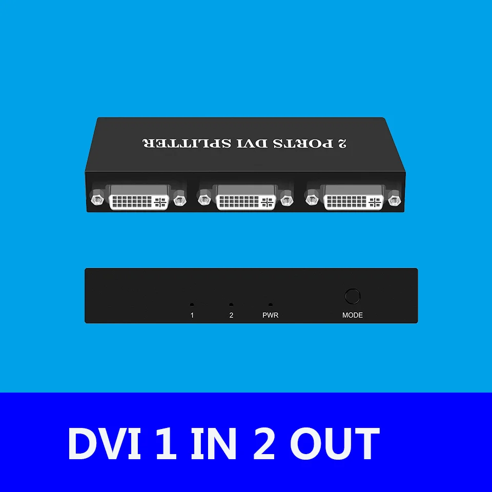 

2 Port DVI Video Splitter 1 DVI-D in 2 DVI-D Out witch Switcher ,1 Way Computer Host External dvi to 2 TV Monitor Projecto