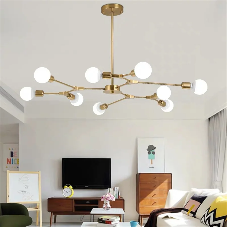 

Indoor Lighting E27 Modern Chandelier Rotatable 3/6/9 Heads LED Ceiling Pendant Lamps for Living Dining Bedroom Kitchen Decor