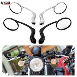 Round Handlebar Aluminum Alloy Motocycle Rearview Mirrors Moto End Motor Side Mirrors Motorcycle Cafe Racer Accessories