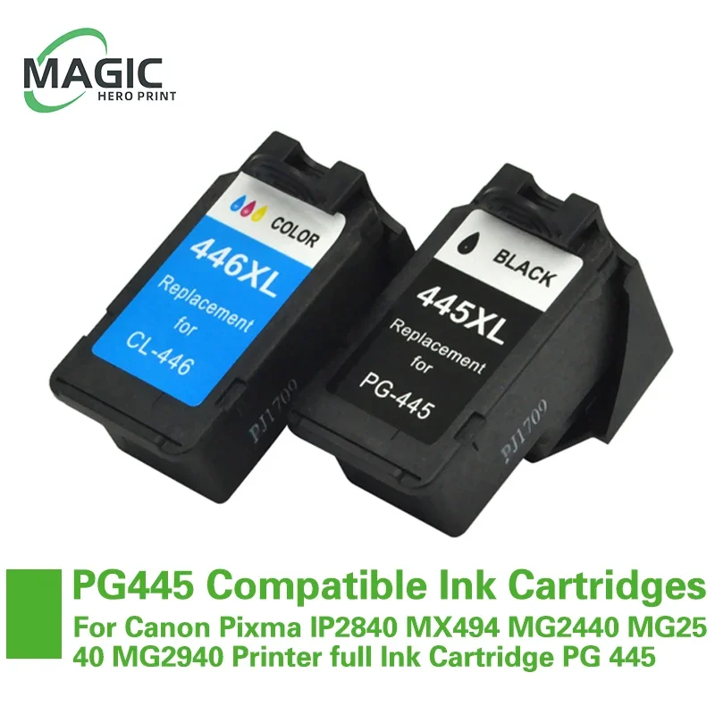 Magic NewPG 445XL CL-446XL Ink Cartridges For Canon Pixma IP2840 MX494 MG2440 MG2540 MG2940 Printer full Ink Cartridge PG 445