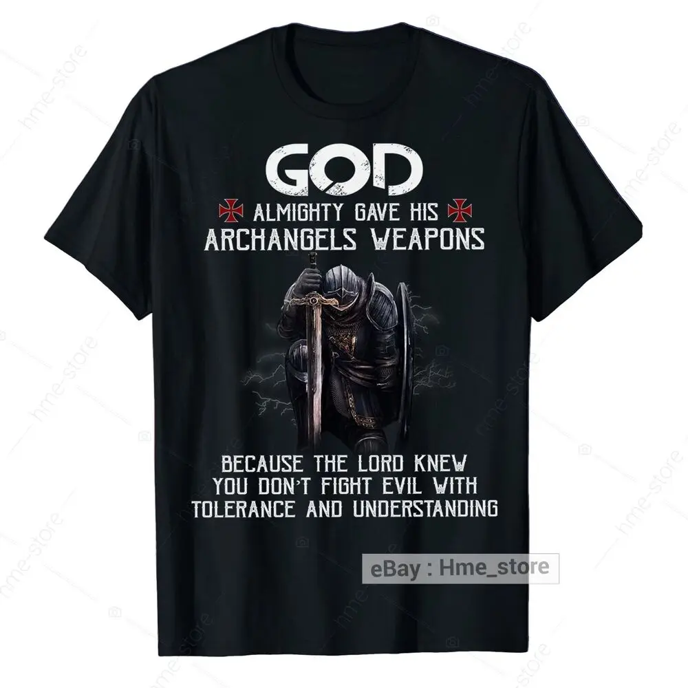 Knight Templar T-Shirt Christian  Of God Gave His Archangels Weapons Tee Anime Graphic T-shirts