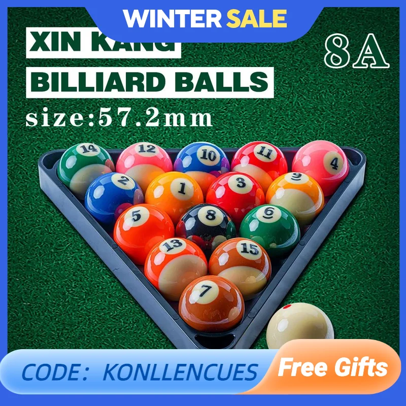 XinKang-Standard Billiard Balls Set, 58mm, 57.2mm, phenolic Resin, Pool Table Balls, Billliard Accessories