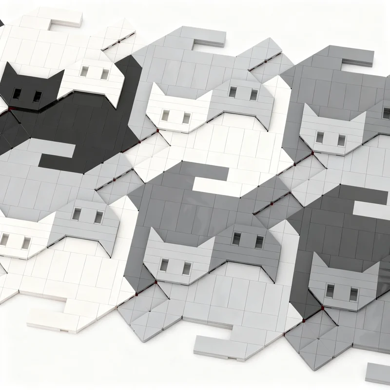 2796pcs MOC One More CAT Tessellation Model Building Blocks Christmas Gift Birthday DIY Display Idea Collection Assemble Brick