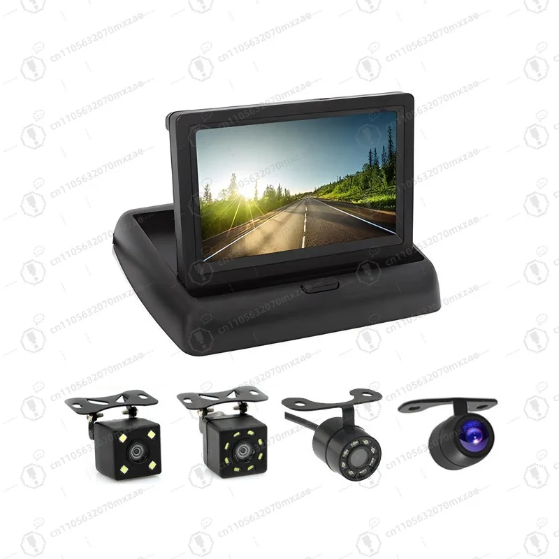 سيارة 4.3 بوصة 5 بوصة نظام عرض قابل للطي خارجي عالي الوضوح للرؤية الليلية كاميرا سيارة مقاومة للماء عكس الصورة #1