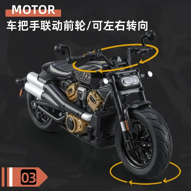 1:12 Harley SPORTSTER S Motorcycle High Simulation Diecast Metal Alloy Model car Sound Light Collection Kids Toy Gifts M41