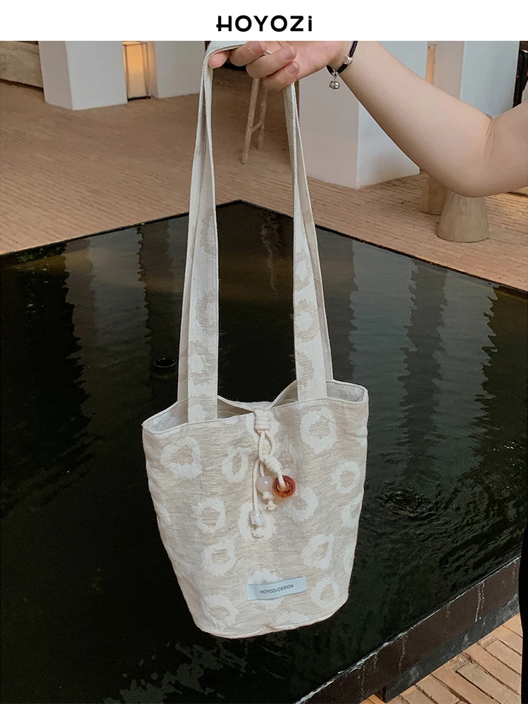 

Casual canvas bucket bag, women's 2025 new armpit bag