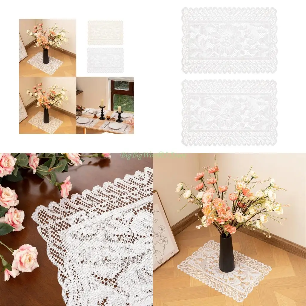 

24TE 2pc Delicate Embroidered Table Linens Polyester Materials Neutral Decoration