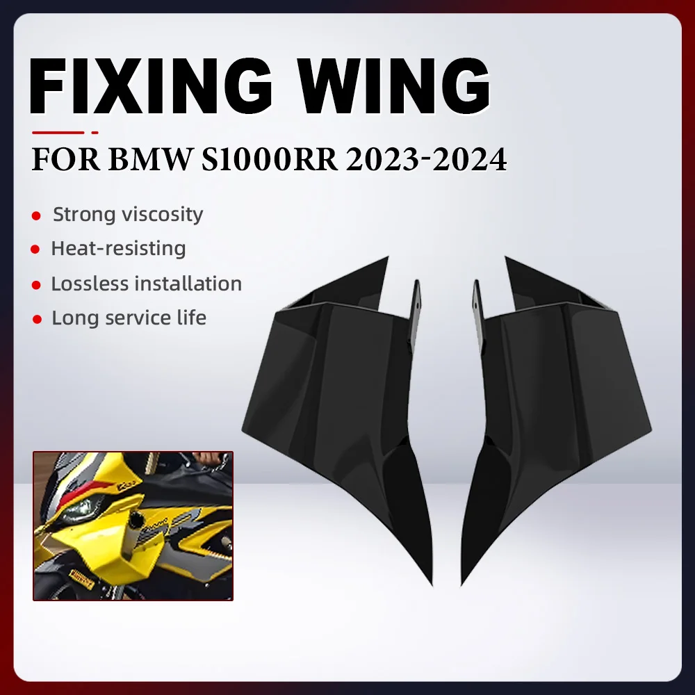 

For BMW S1000RR 2023-2024 Motorcycle Front Aerodynamic Wing Fixed Wing Spoiler ABS Plastic Side Winglets Protection Fairing kit