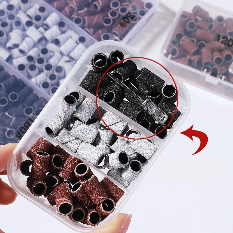 80# /120# /180# Nail polish head sand ring ring shaft nail remover dead skin suitable for electric drill accessories nail tools
