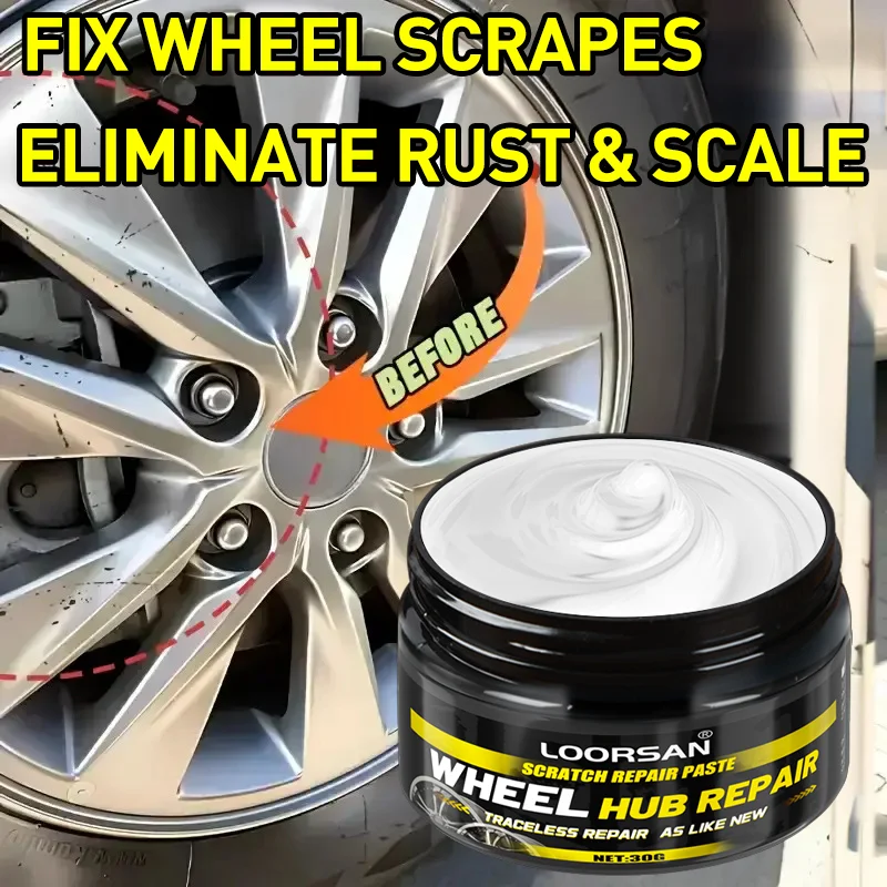 LOORSAN 30g Wheel Hub Scratch Repair Paste With Sponge Professional Traceless Remover For Car Alloy Wheel Rim Damage Restoration