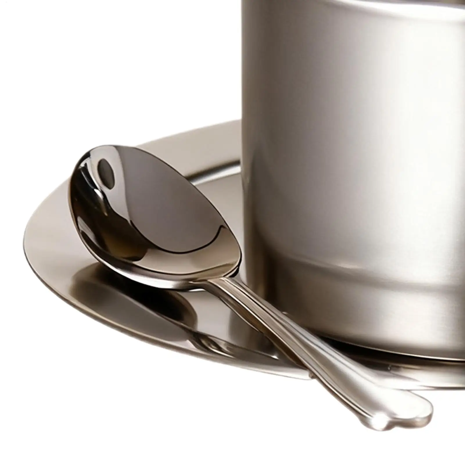 

Кофейная чашка из нержавеющей стали, 200 мл, защита от разливов, посуда для напитков из нержавеющей стали с двойными стенками и ложкой, кофейные чашки и блюдца для