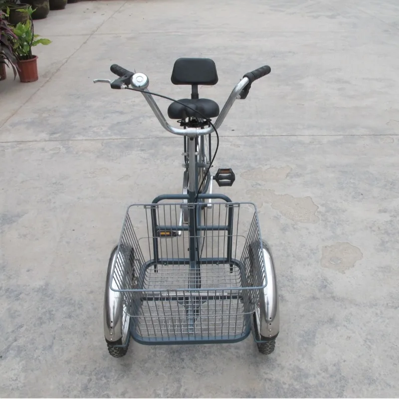 Elderly tricycle, aluminum alloy wheels inverted vegetable basket car, bicycle, pedal tricycle