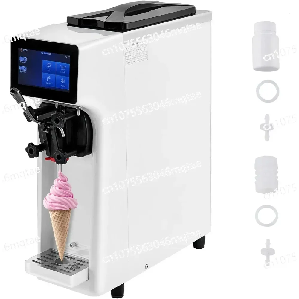 Commercial Ice Cream Maker, Countertop Soft Serve Machine with 4.5L Hopper 1.6L Cylinder Touch Screen Puffing Shortage Alarm