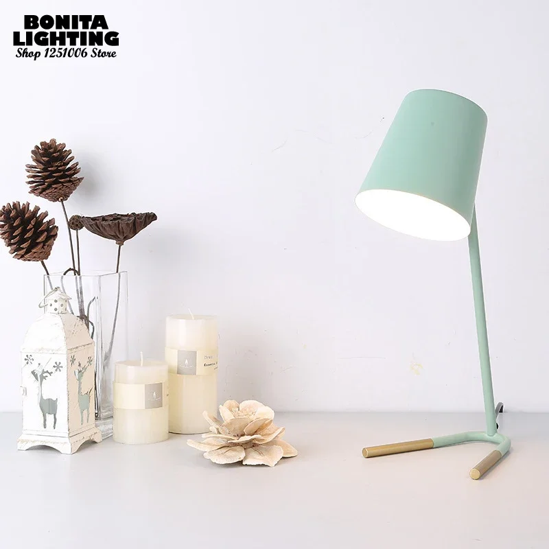 Nordic Simplistic Macaron Color Reading Table Lamp Living Room Bedside Study Room Creative Design Angle Adjustable LED Desk Lamp